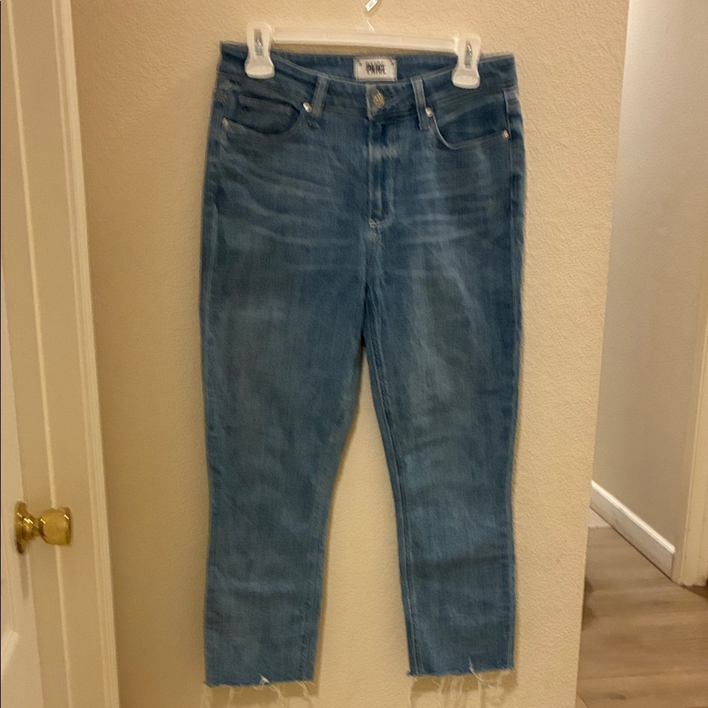 PAIGE Women's Classic Blue Straight Leg Jeans - Picture 2 of 6